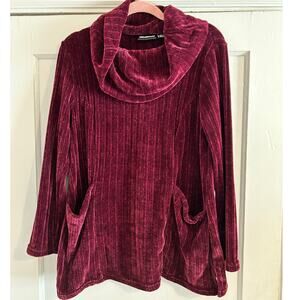 Nina Leonard Cowl Neck Sweater in Burgundy - Size M
